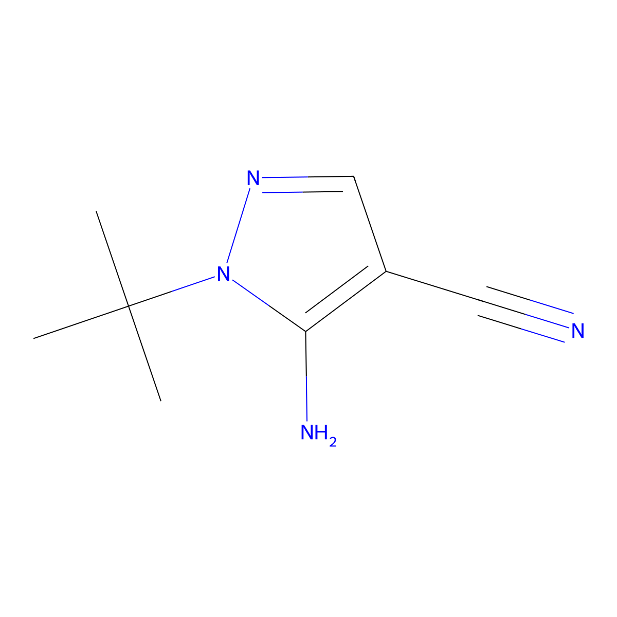 5-amino-1-tert-butyl-1H-pyrazole-4-carbonitrile molecular structure, CAS 158001-28-6