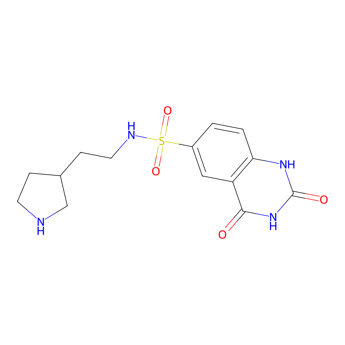 2,4-dioxo-N-[2-(pyrrolidin-3-yl)ethyl]-1,2,3,4-tetrahydroquinazoline-6-sulfonamide molecular structure, CAS 1580082-49-0