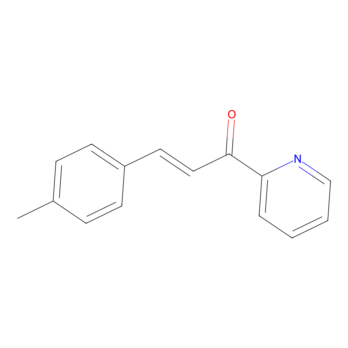 2-Propen-1-one, 3-(4-methylphenyl)-1-(2-pyridinyl)-, (2E)- molecular structure, CAS 158014-83-6