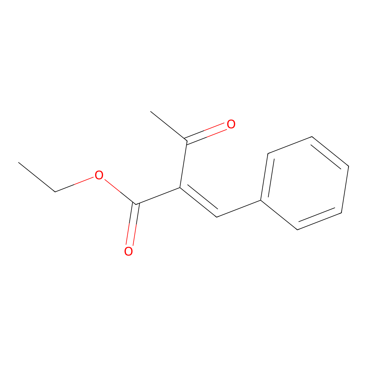 Ethyl 2-benzylidene-3-oxobutanoate molecular structure, CAS 15802-62-7