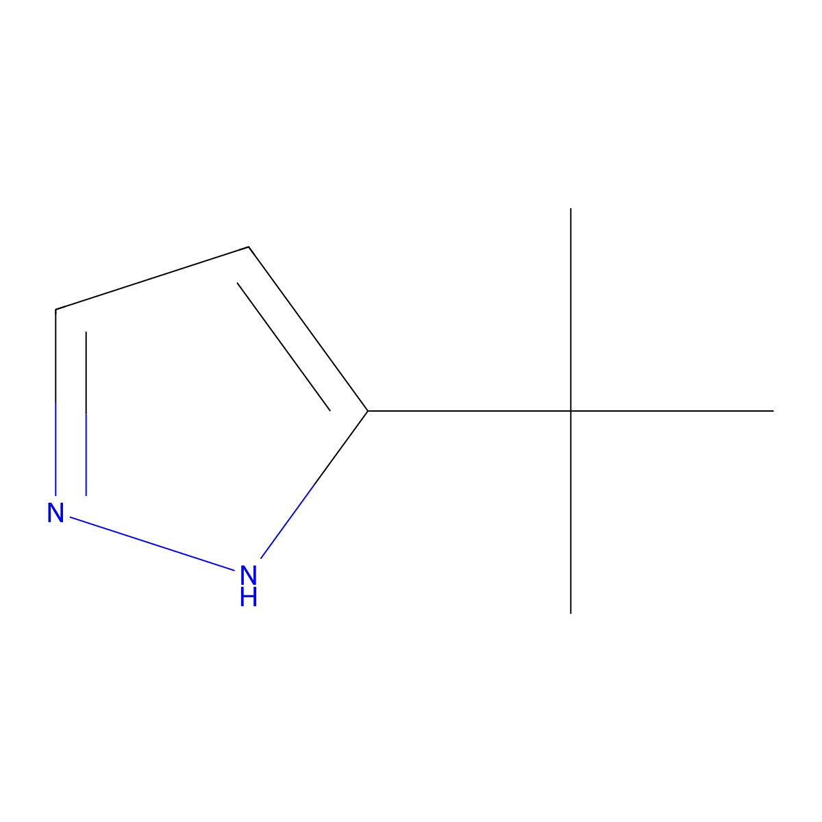 3-tert-butyl-1H-pyrazole molecular structure, CAS 15802-80-9