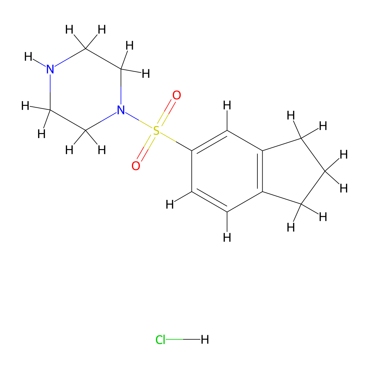 1-(2,3-dihydro-1H-indene-5-sulfonyl)piperazine hydrochloride molecular structure, CAS 1580413-73-5