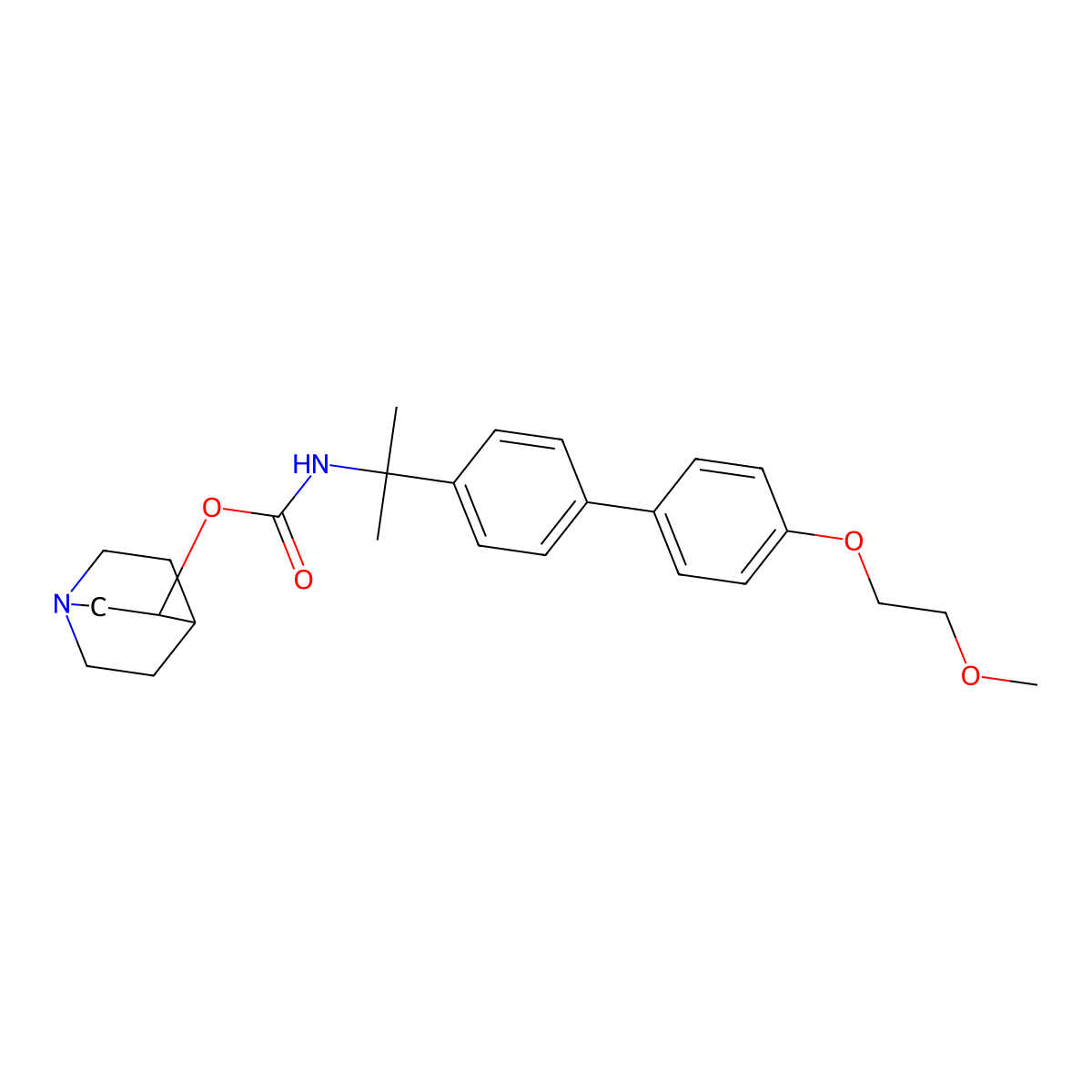 (S)-quinuclidin-3-yl (2-(4'-(2-methoxyethoxy)-[1,1'-biphenyl]-4-yl)propan-2-yl)carbamate molecular structure, CAS 1580438-23-8