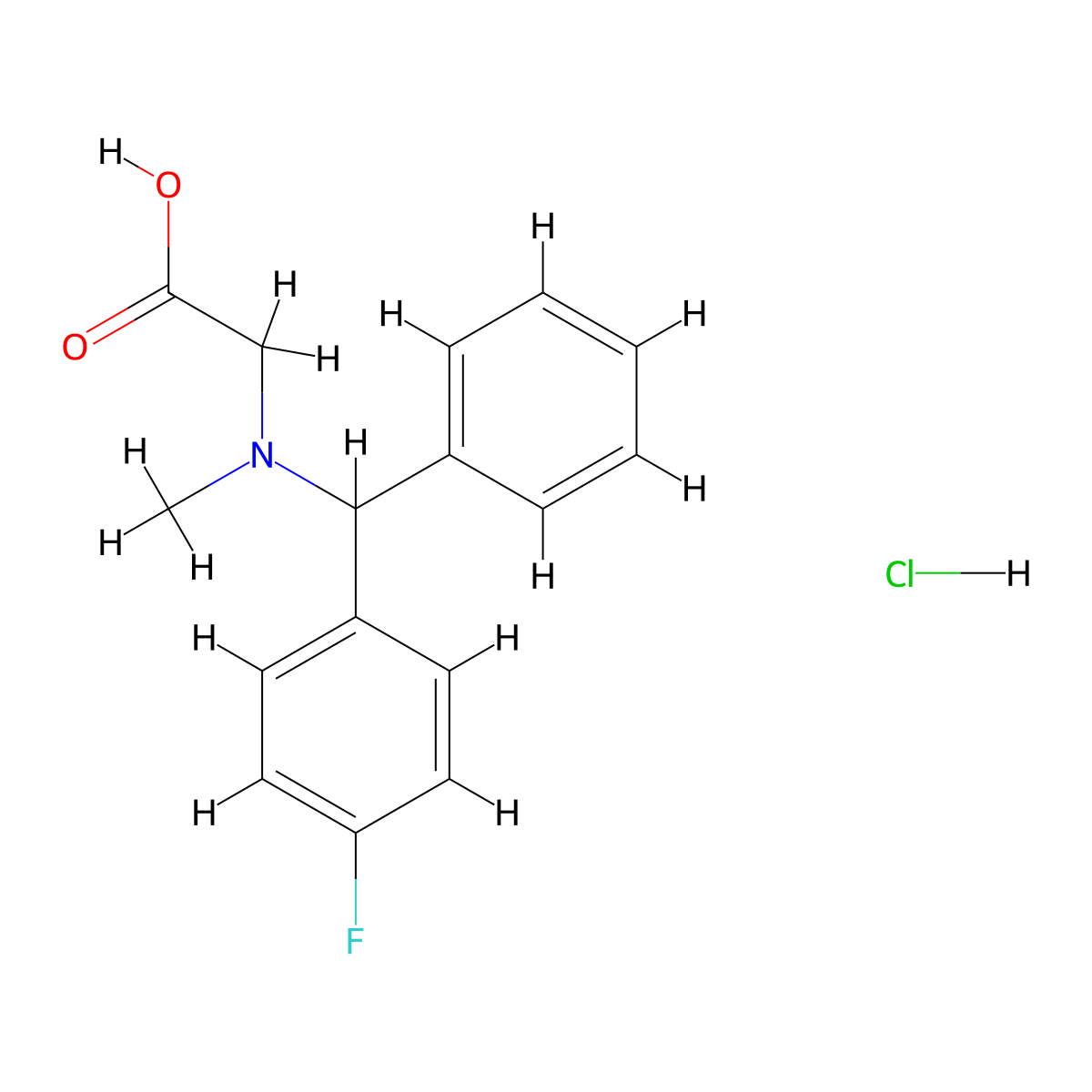 2-{[(4-Fluorophenyl)(phenyl)methyl](methyl)amino}acetic acid hydrochloride molecular structure, CAS 1580455-61-3