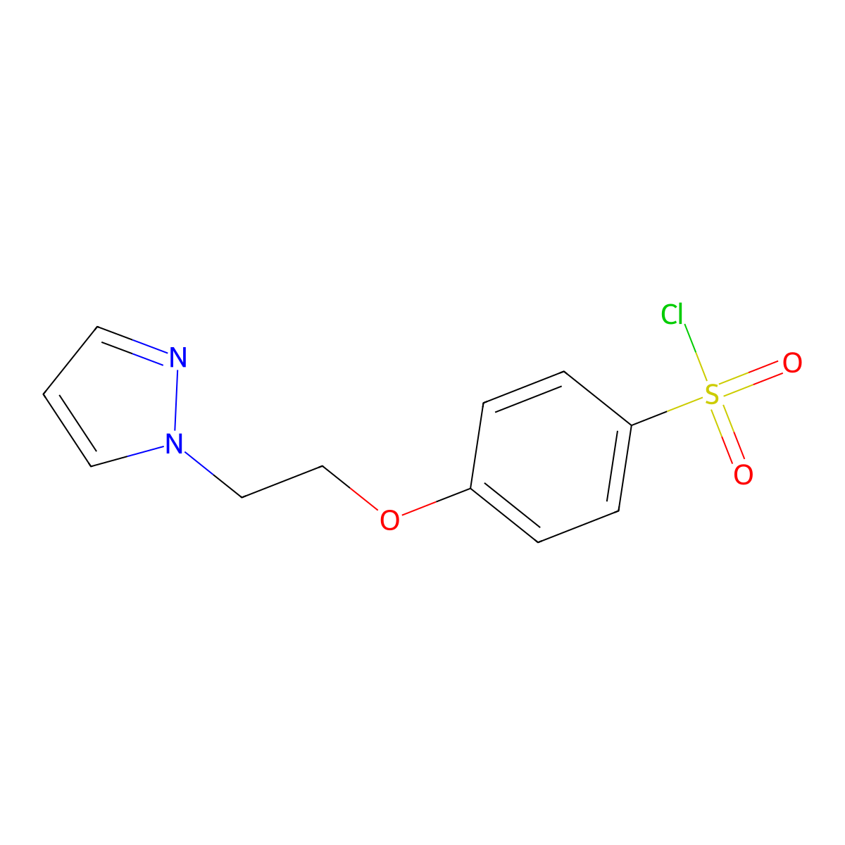 4-[2-(1H-pyrazol-1-yl)ethoxy]benzene-1-sulfonyl chloride molecular structure, CAS 1580483-91-5