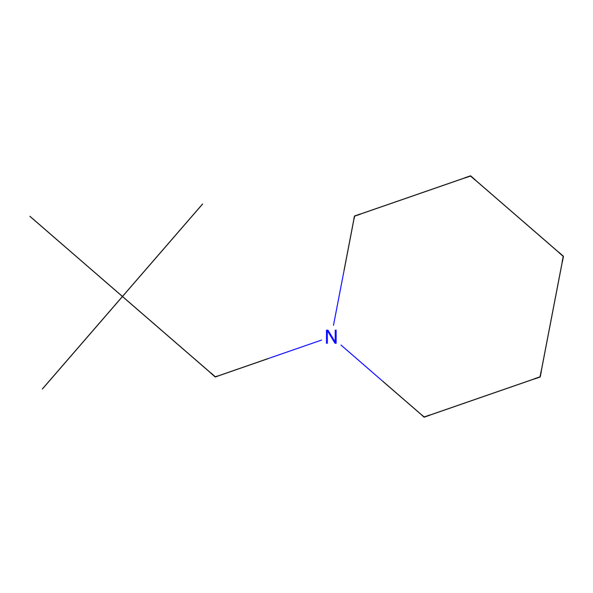 1-(2,2-Dimethylpropyl)piperidine molecular structure, CAS 15806-86-7