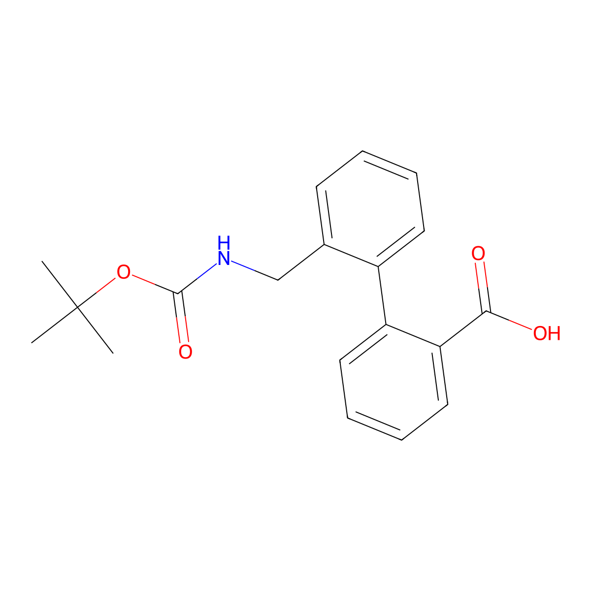 2'-(((tert-Butoxycarbonyl)amino)methyl)-[1,1'-biphenyl]-2-carboxylic acid molecular structure, CAS 158066-11-6