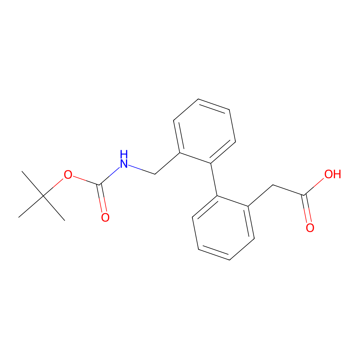 2-(2'-(((tert-Butoxycarbonyl)amino)methyl)-[1,1'-biphenyl]-2-yl)acetic acid molecular structure, CAS 158066-12-7