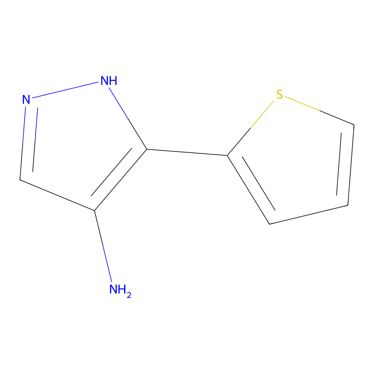 3-(Thiophen-2-yl)-1H-pyrazol-4-amine molecular structure, CAS 158077-95-3