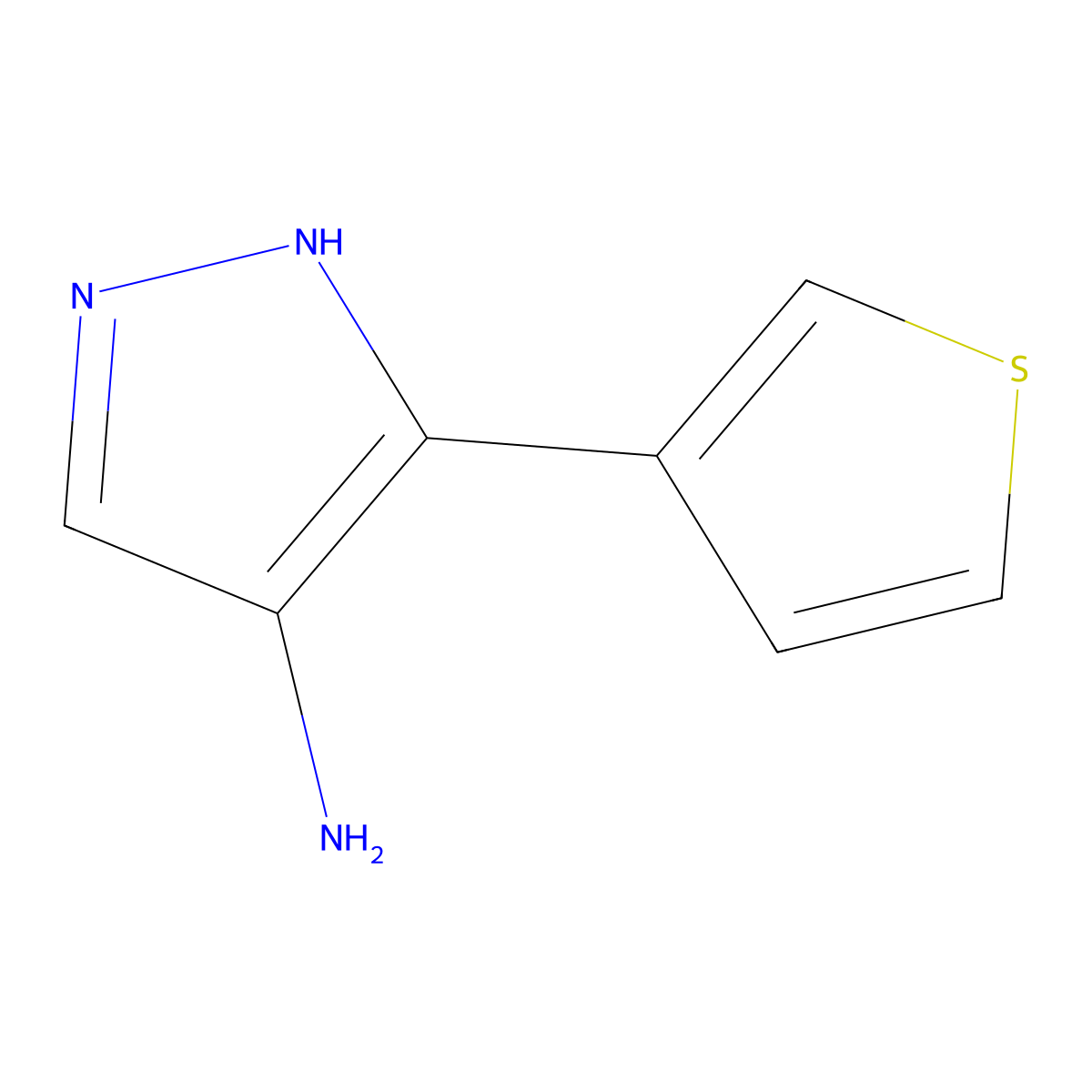 5-(thiophen-3-yl)-1H-pyrazol-4-amine molecular structure, CAS 158077-96-4