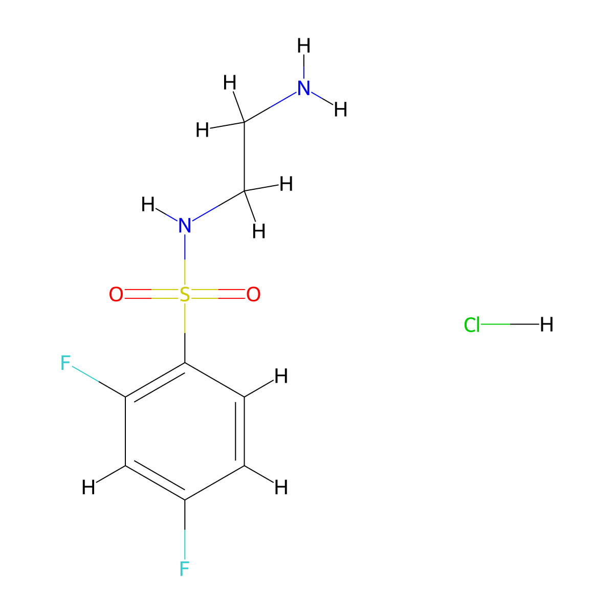 N-(2-aminoethyl)-2,4-difluorobenzene-1-sulfonamide hydrochloride molecular structure, CAS 1580823-41-1
