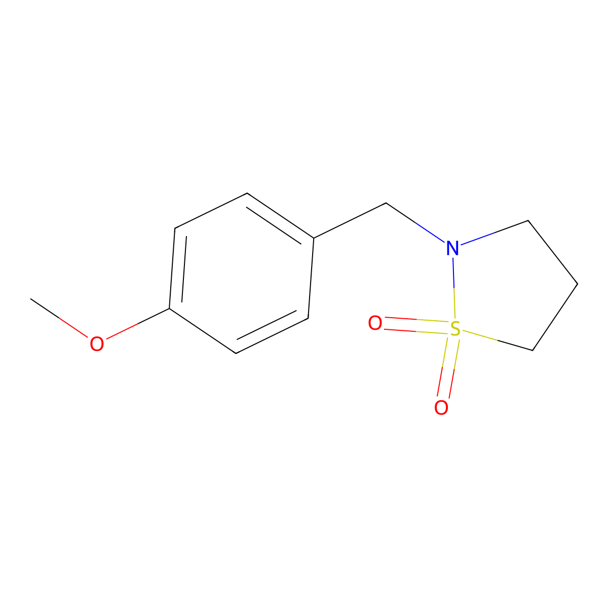 2-(4-Methoxybenzyl)isothiazolidine 1,1-dioxide molecular structure, CAS 158089-76-0