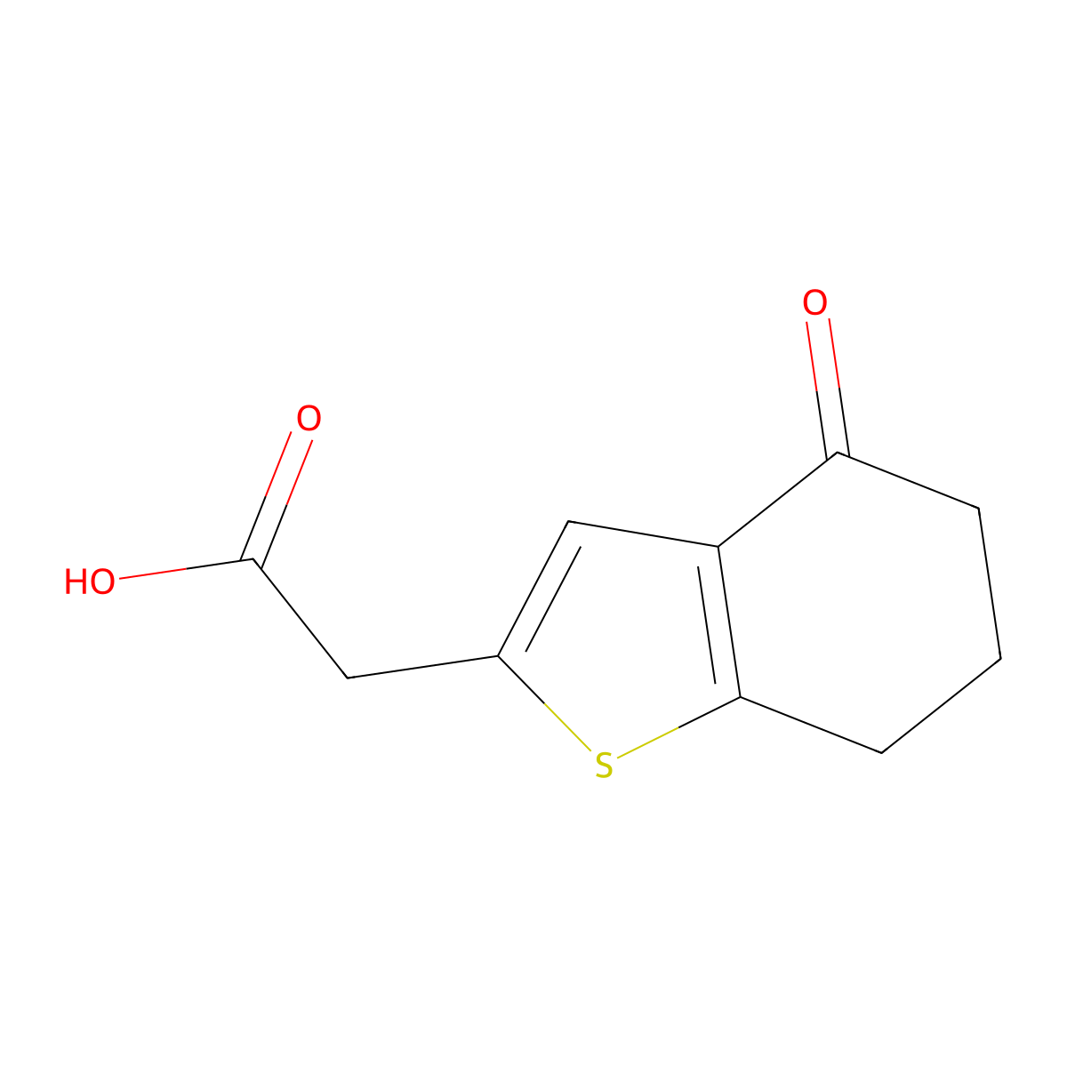 Benzo[b]thiophene-2-acetic acid, 4,5,6,7-tetrahydro-4-oxo- molecular structure, CAS 158094-25-8