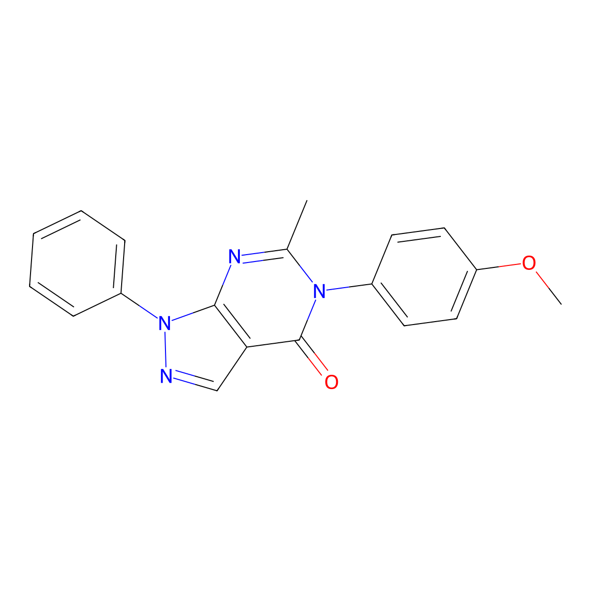5-(4-Methoxyphenyl)-6-methyl-1-phenylpyrazolo[3,4-d]pyrimidin-4-one molecular structure, CAS 158095-14-8