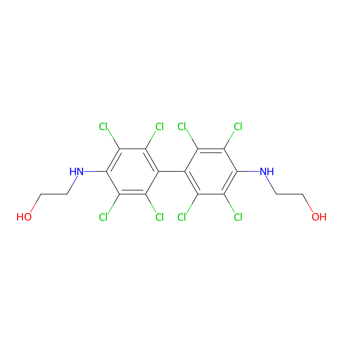 2,2'-(2,2',3,3',5,5',6,6'-Octachlorobiphenyl-4,4'-ylenediimino)diethanol molecular structure, CAS 15811-54-8