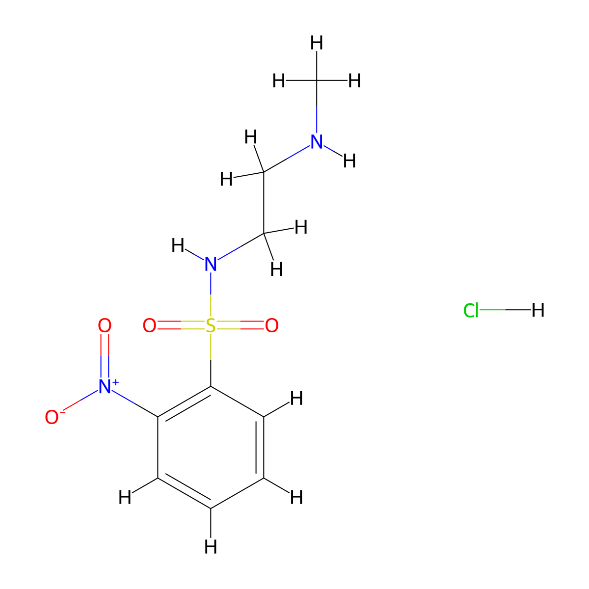 N-[2-(methylamino)ethyl]-2-nitrobenzene-1-sulfonamide hydrochloride molecular structure, CAS 1581118-24-2
