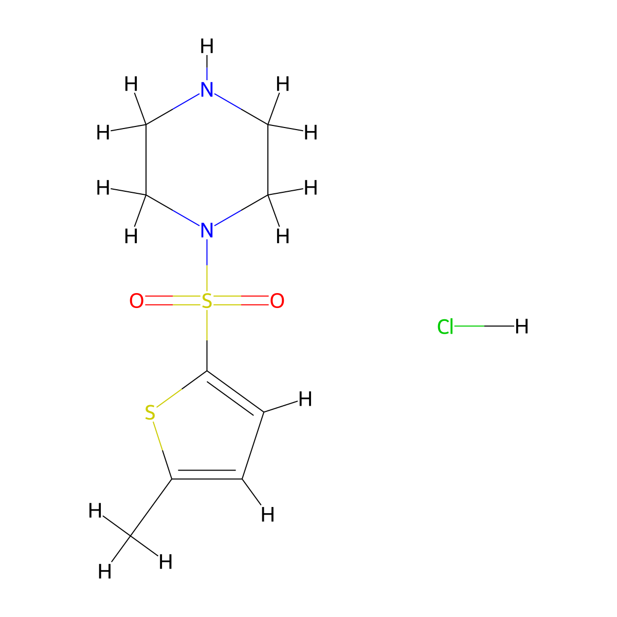 1-[(5-Methylthiophen-2-yl)sulfonyl]piperazine hydrochloride molecular structure, CAS 1581142-60-0