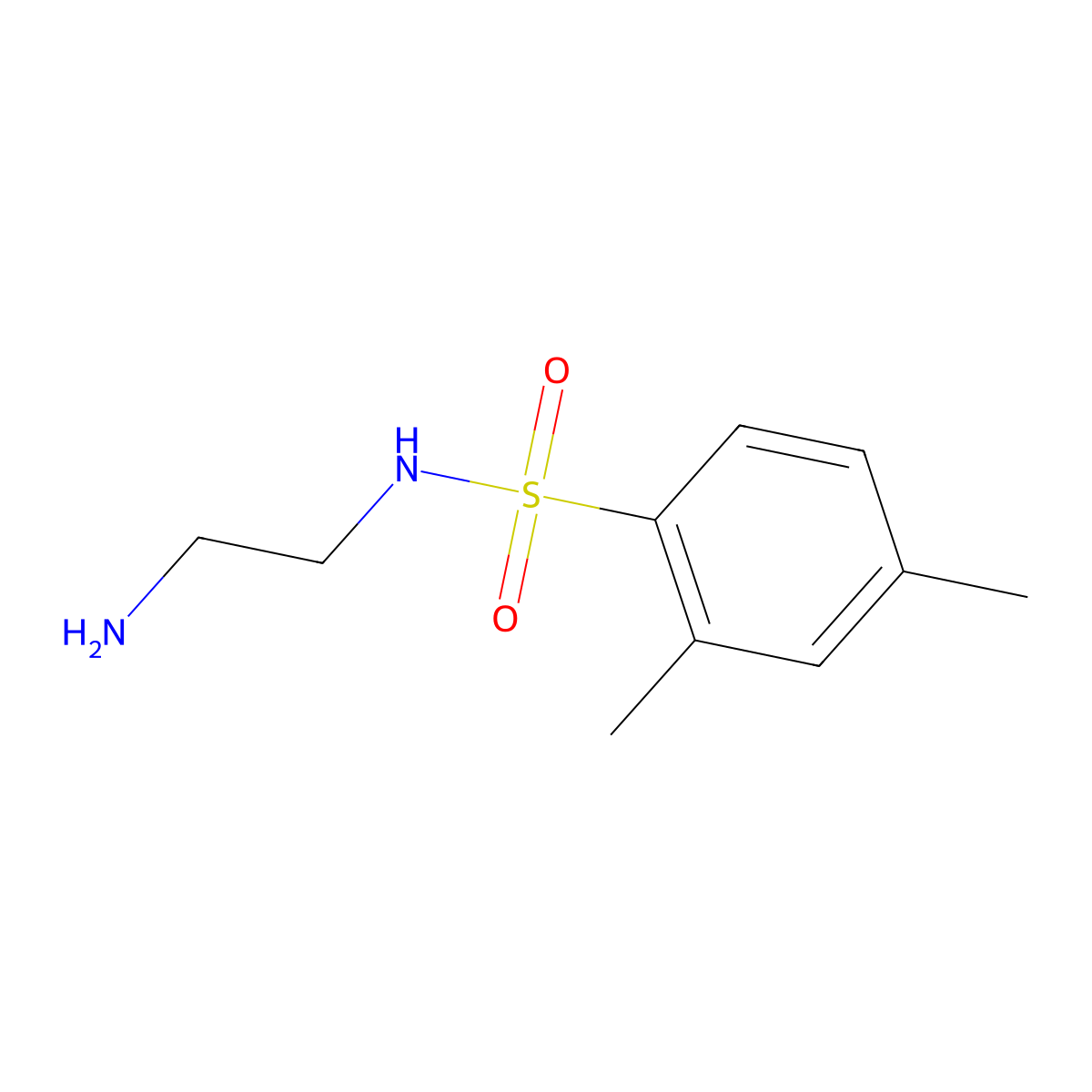 N-(2-aminoethyl)-2,4-dimethylbenzene-1-sulfonamide molecular structure, CAS 1581158-05-5