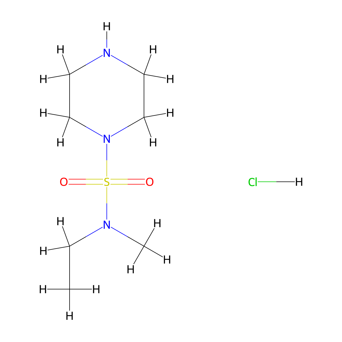 N-ethyl-N-methylpiperazine-1-sulfonamide hydrochloride molecular structure, CAS 1581182-07-1