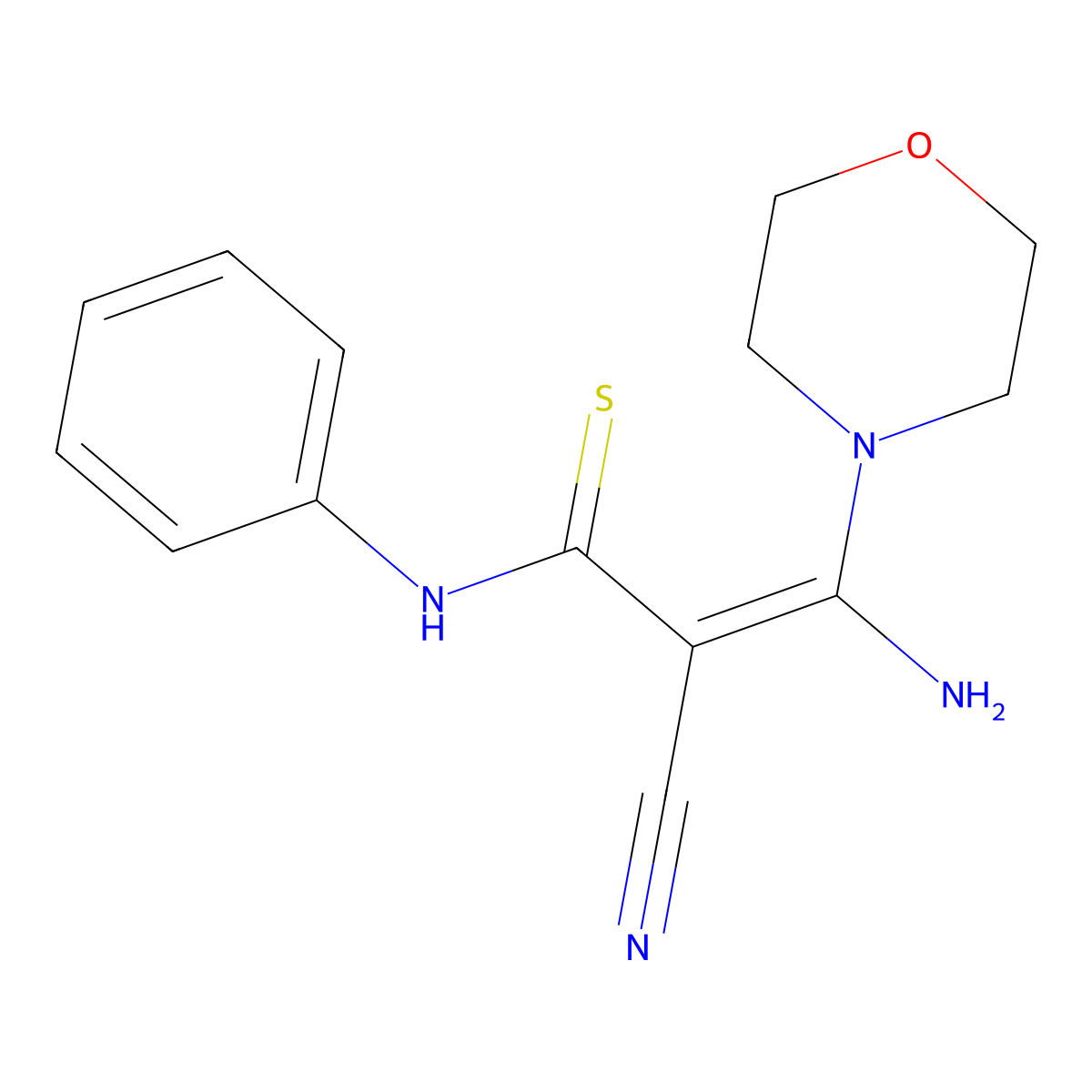3-amino-2-cyano-3-morpholino-N-phenyl-2-propenethioamide molecular structure, CAS 158120-88-8