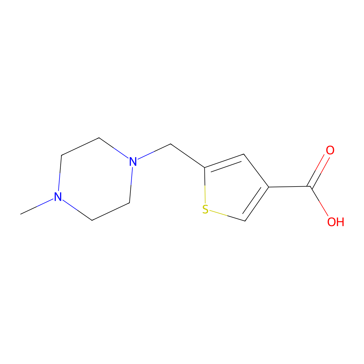 5-[(4-Methyl-1-piperazinyl)methyl]-3-thiophenecarboxylic acid molecular structure, CAS 1581237-53-7