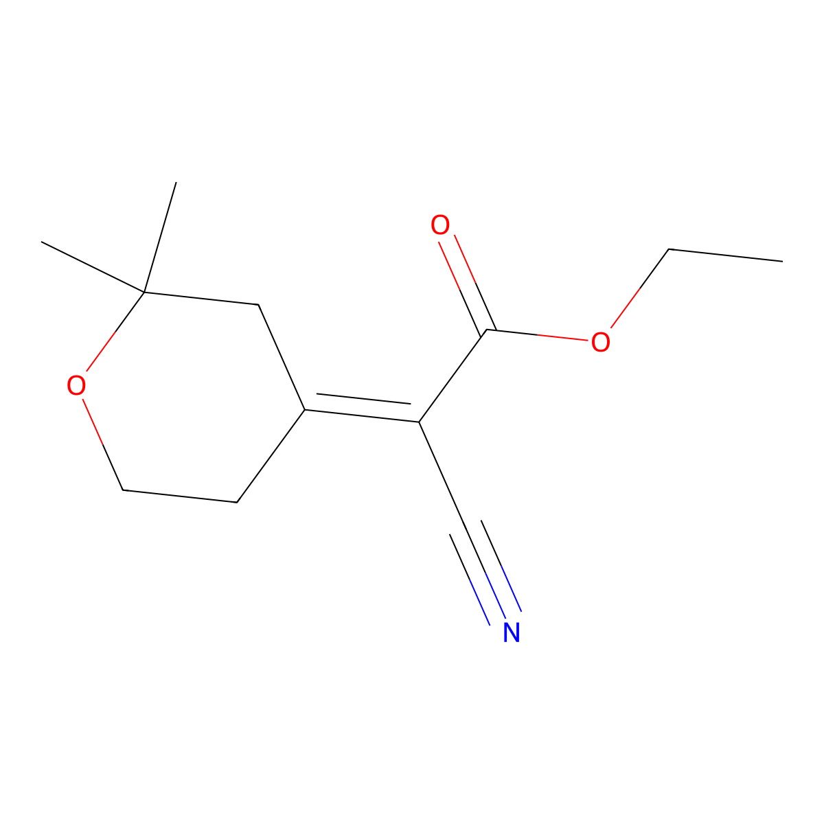 Ethyl 2-cyano-2-(2,2-dimethyloxan-4-ylidene)acetate molecular structure, CAS 1581258-45-8