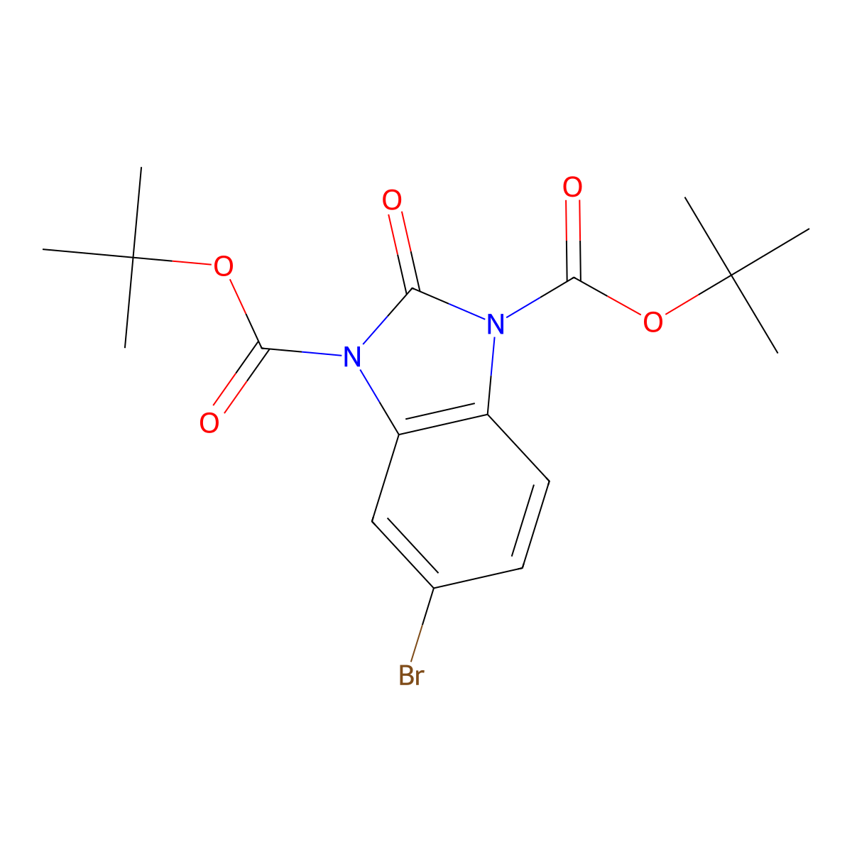 1,3-DI-Tert-butyl 5-bromo-2-oxo-2,3-dihydro-1H-1,3-benzodiazole-1,3-dicarboxylate molecular structure, CAS 1581274-99-8