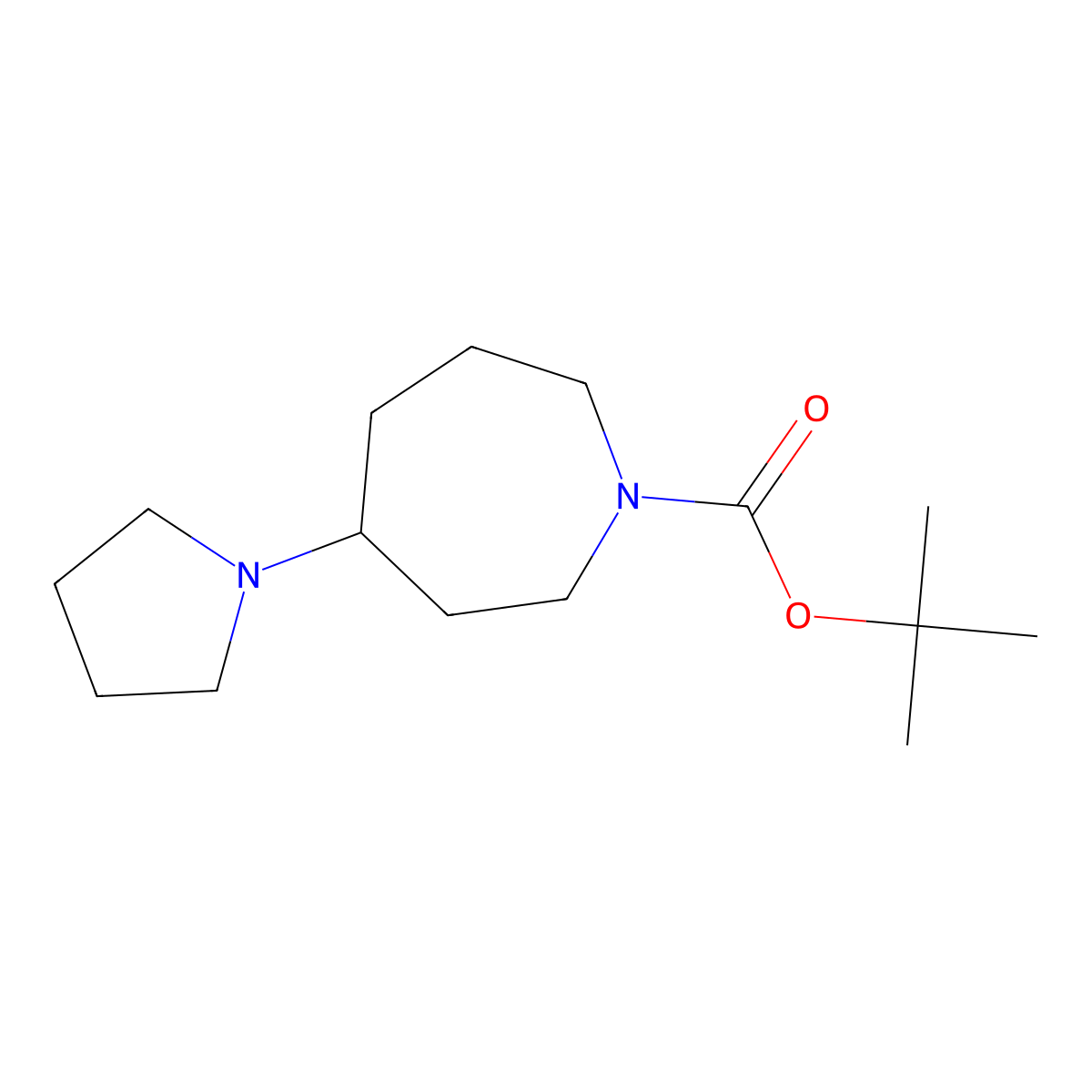 Tert-butyl 4-(pyrrolidin-1-yl)azepane-1-carboxylate molecular structure, CAS 1581289-64-6