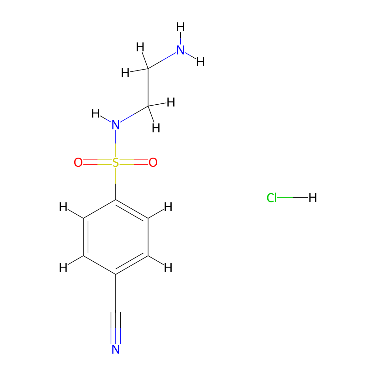 N-(2-aminoethyl)-4-cyanobenzene-1-sulfonamide hydrochloride molecular structure, CAS 1581293-99-3