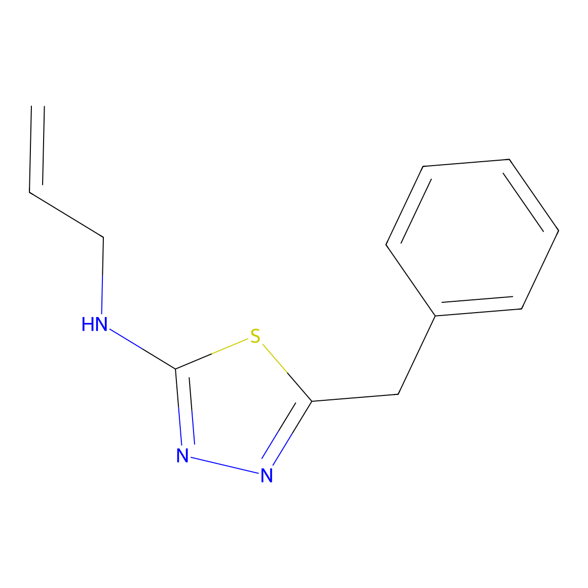 5-benzyl-N-prop-2-enyl-1,3,4-thiadiazol-2-amine molecular structure, CAS 15814-12-7