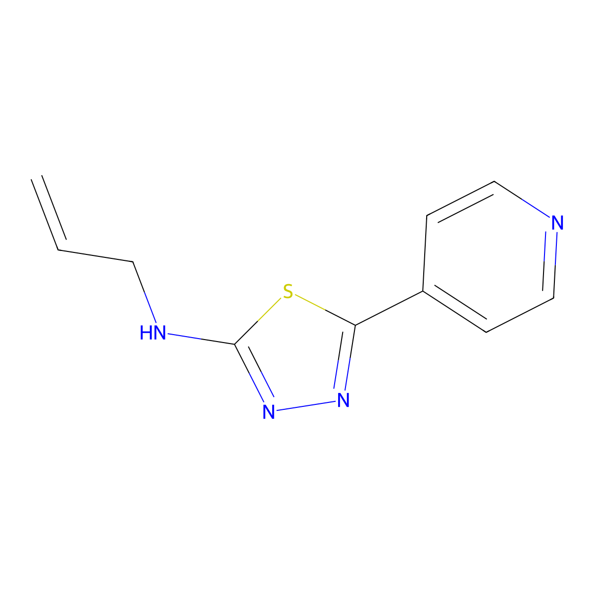 Allyl-(5-pyridin-4-yl-[1,3,4]thiadiazol-2-yl)-amine molecular structure, CAS 15814-15-0