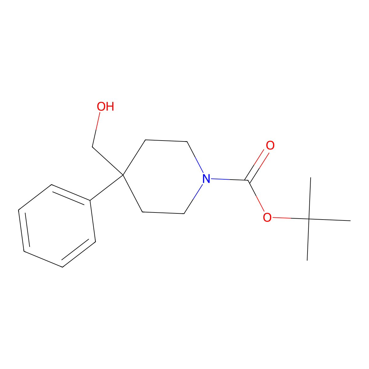 Tert-butyl 4-(hydroxymethyl)-4-phenylpiperidine-1-carboxylate molecular structure, CAS 158144-85-5