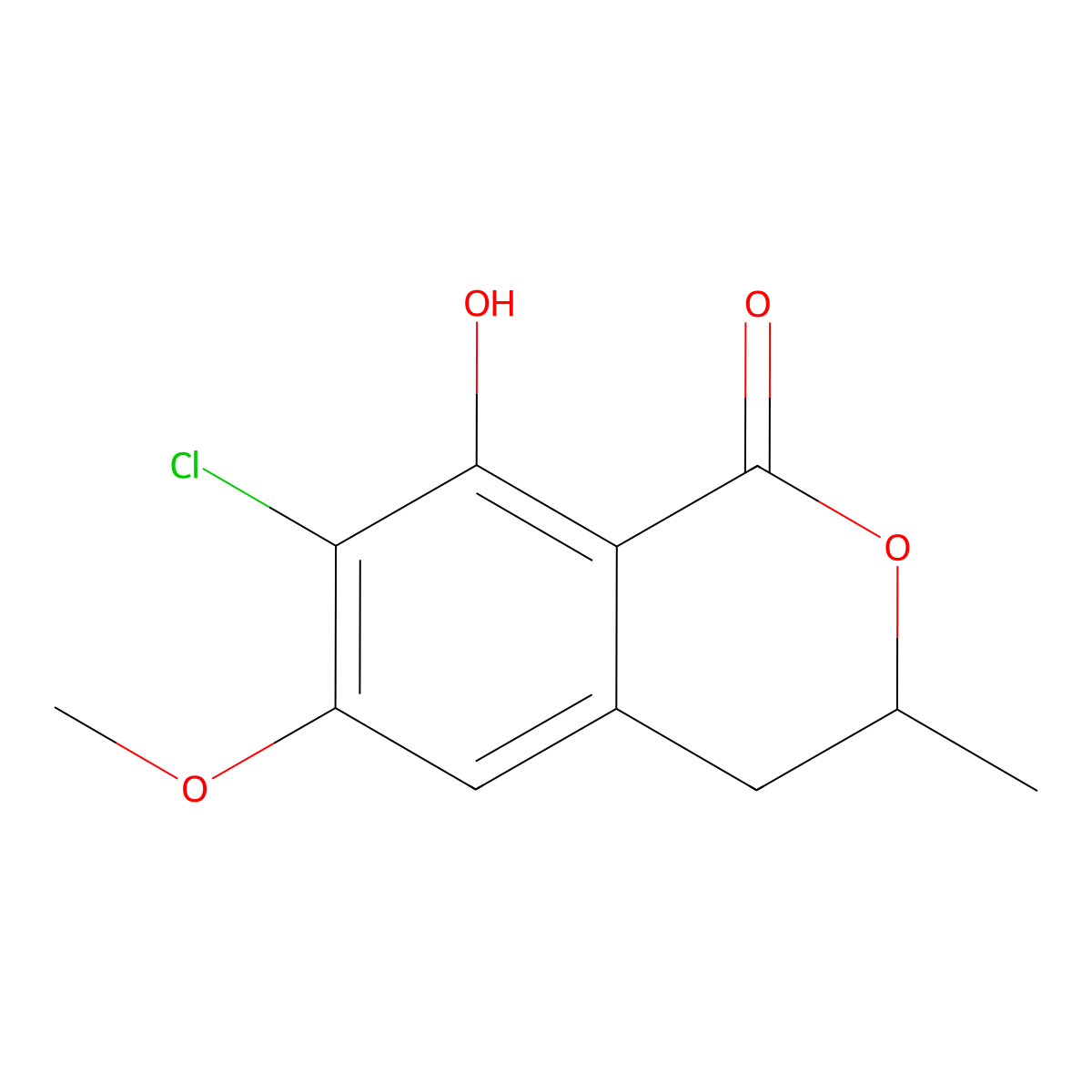 7-Chloro-3,4-dihydro-8-hydroxy-6-methoxy-3-methyl-1H-2-benzopyran-1-one molecular structure, CAS 15815-79-9