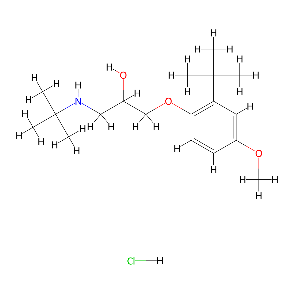 1-(2-(Tert-butyl)-4-methoxyphenoxy)-3-(tert-butylamino)propan-2-ol hydrochloride molecular structure, CAS 158151-50-9