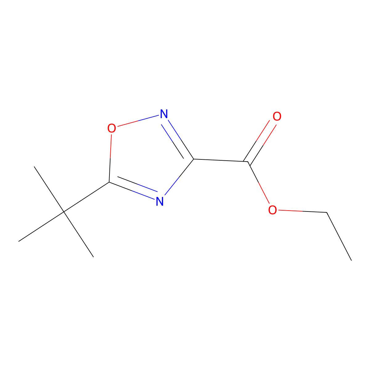 Ethyl 5-tert-butyl-1,2,4-oxadiazole-3-carboxylate molecular structure, CAS 158154-63-3