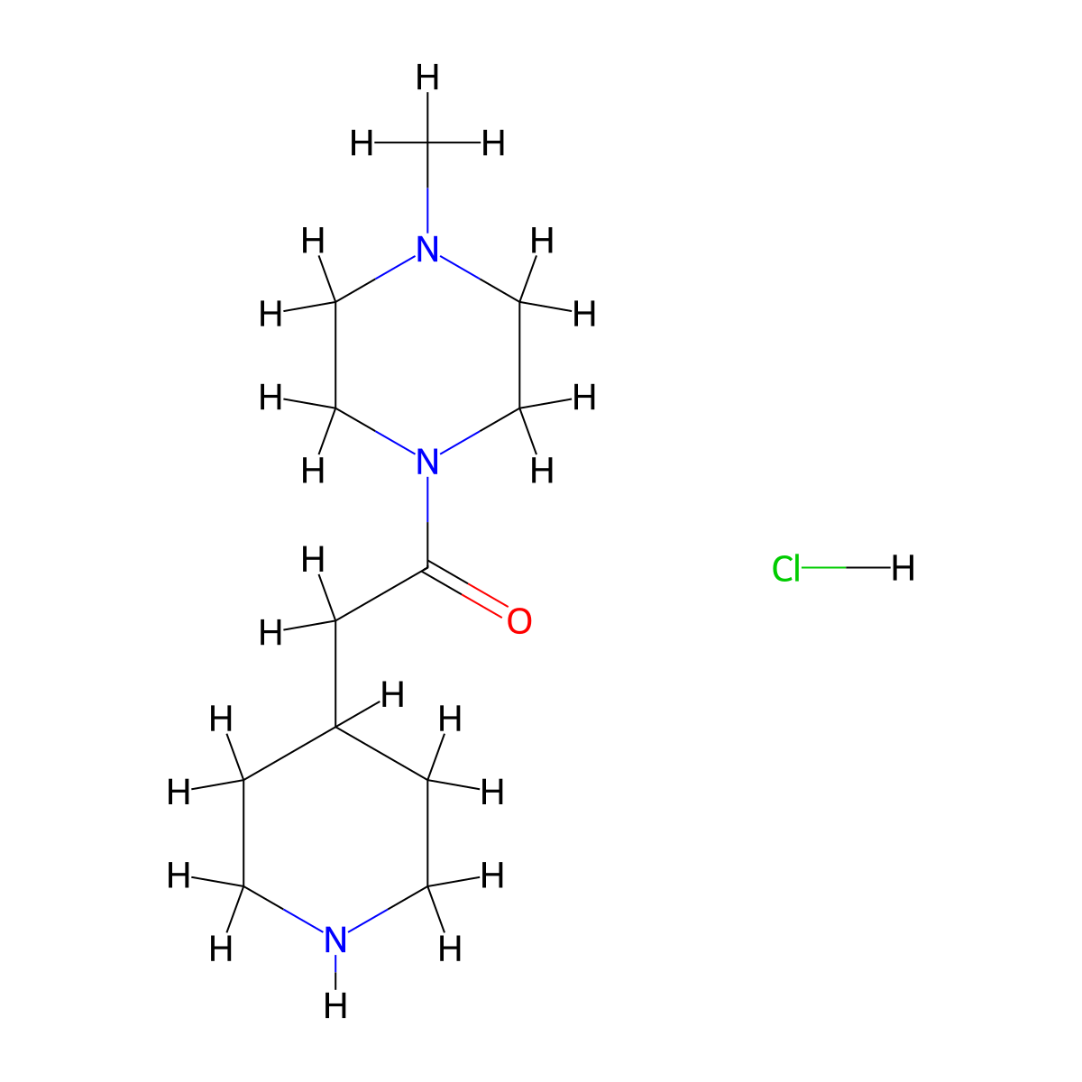 1-(4-Methylpiperazin-1-yl)-2-(piperidin-4-yl)ethan-1-one hydrochloride molecular structure, CAS 1581586-45-9