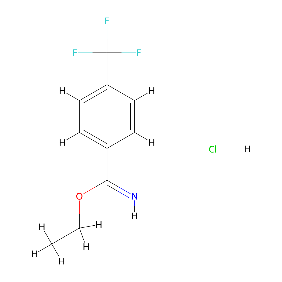 Ethyl 4-(trifluoromethyl)benzene-1-carboximidate hydrochloride molecular structure, CAS 15816-25-8