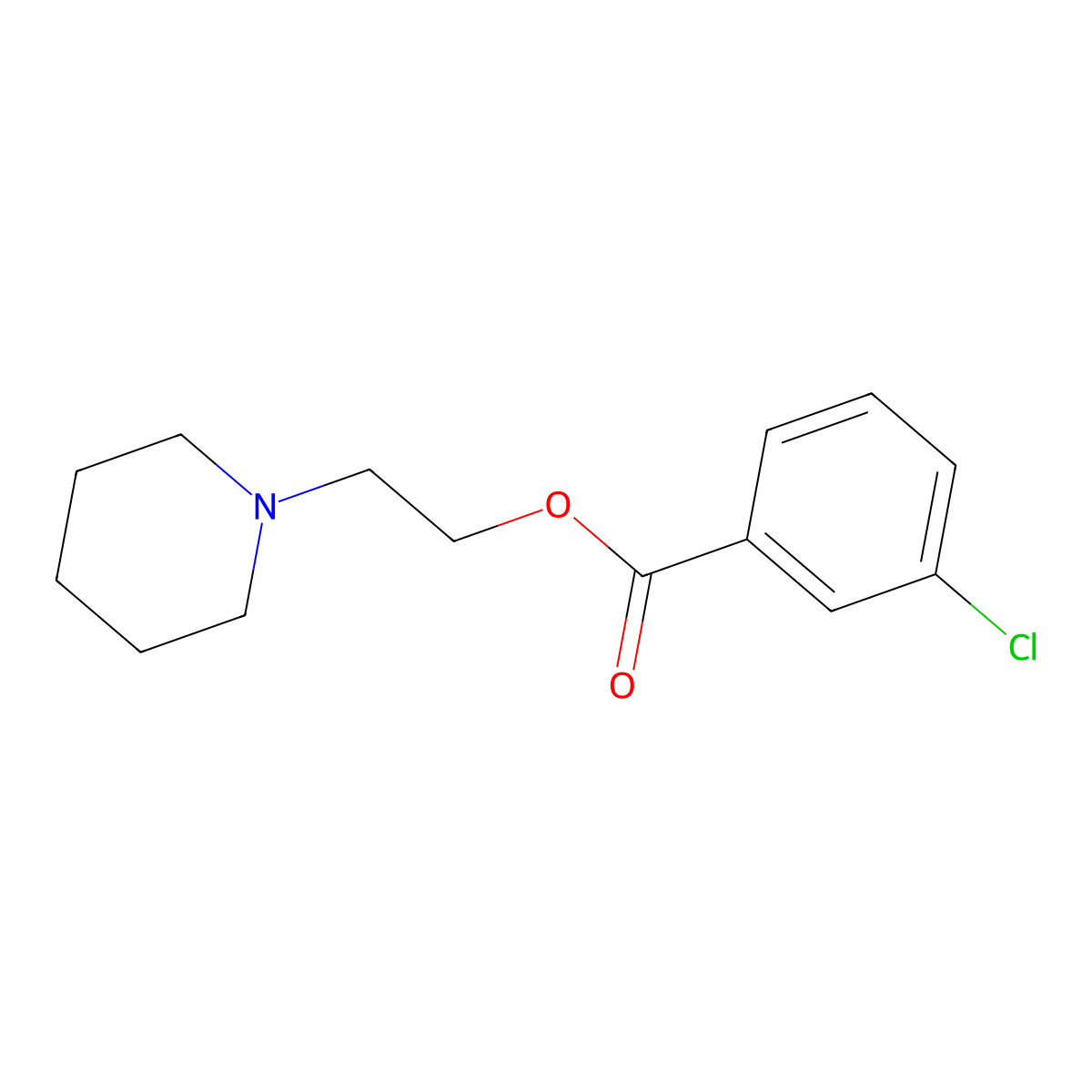 2-Piperidin-1-ylethyl 3-chlorobenzoate molecular structure, CAS 15816-33-8