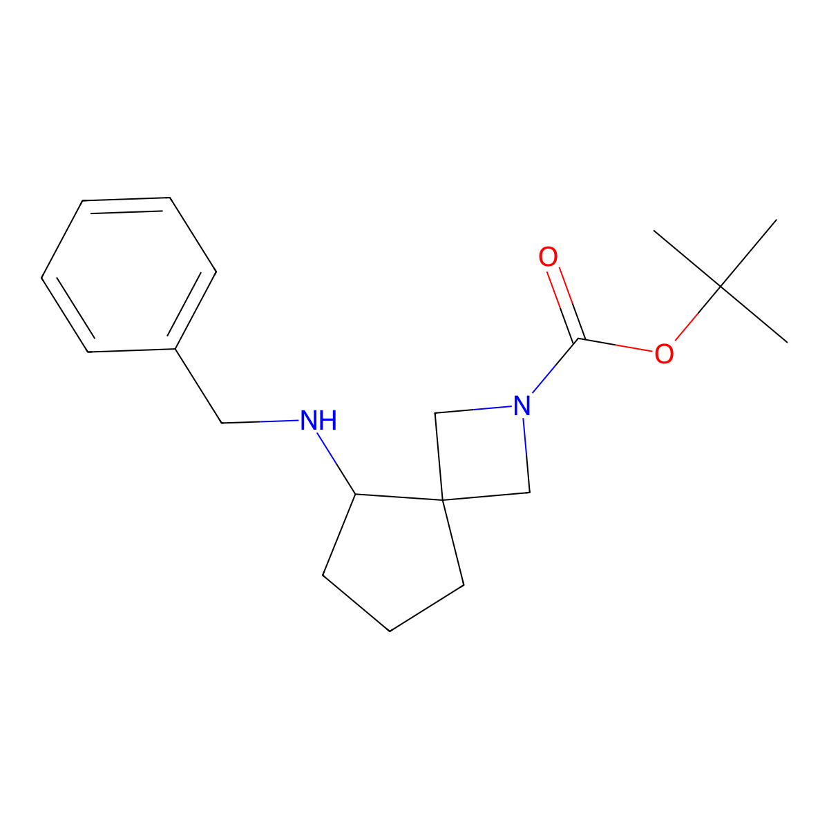 Tert-butyl 5-(benzylamino)-2-azaspiro[3.4]octane-2-carboxylate molecular structure, CAS 1581683-58-0