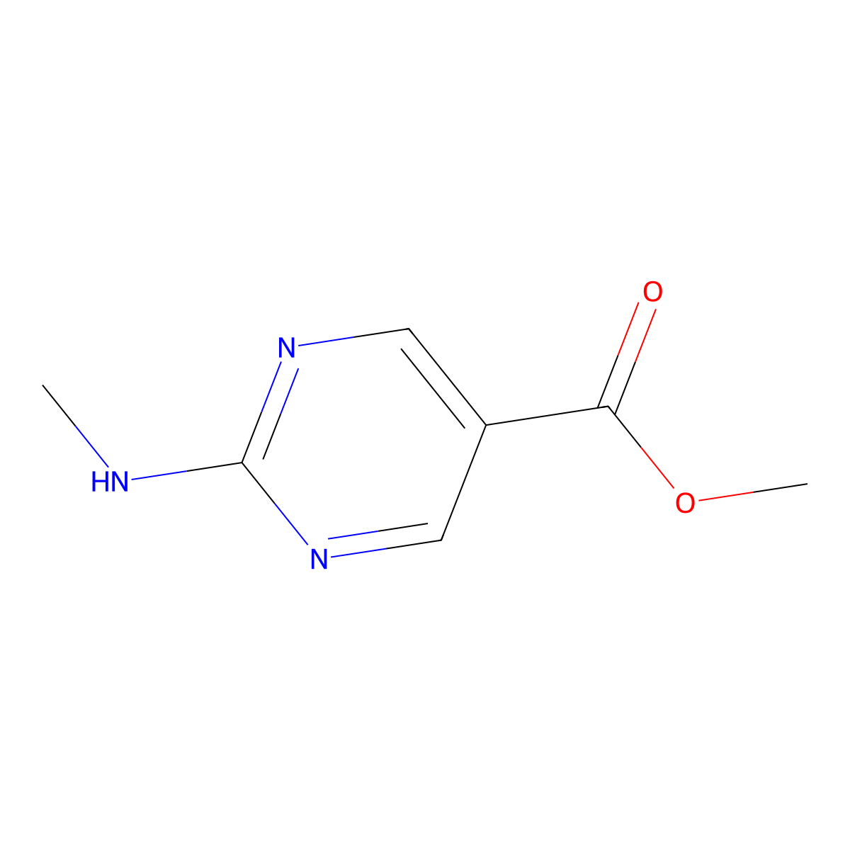 Methyl 2-(methylamino)pyrimidine-5-carboxylate molecular structure, CAS 1581701-20-3