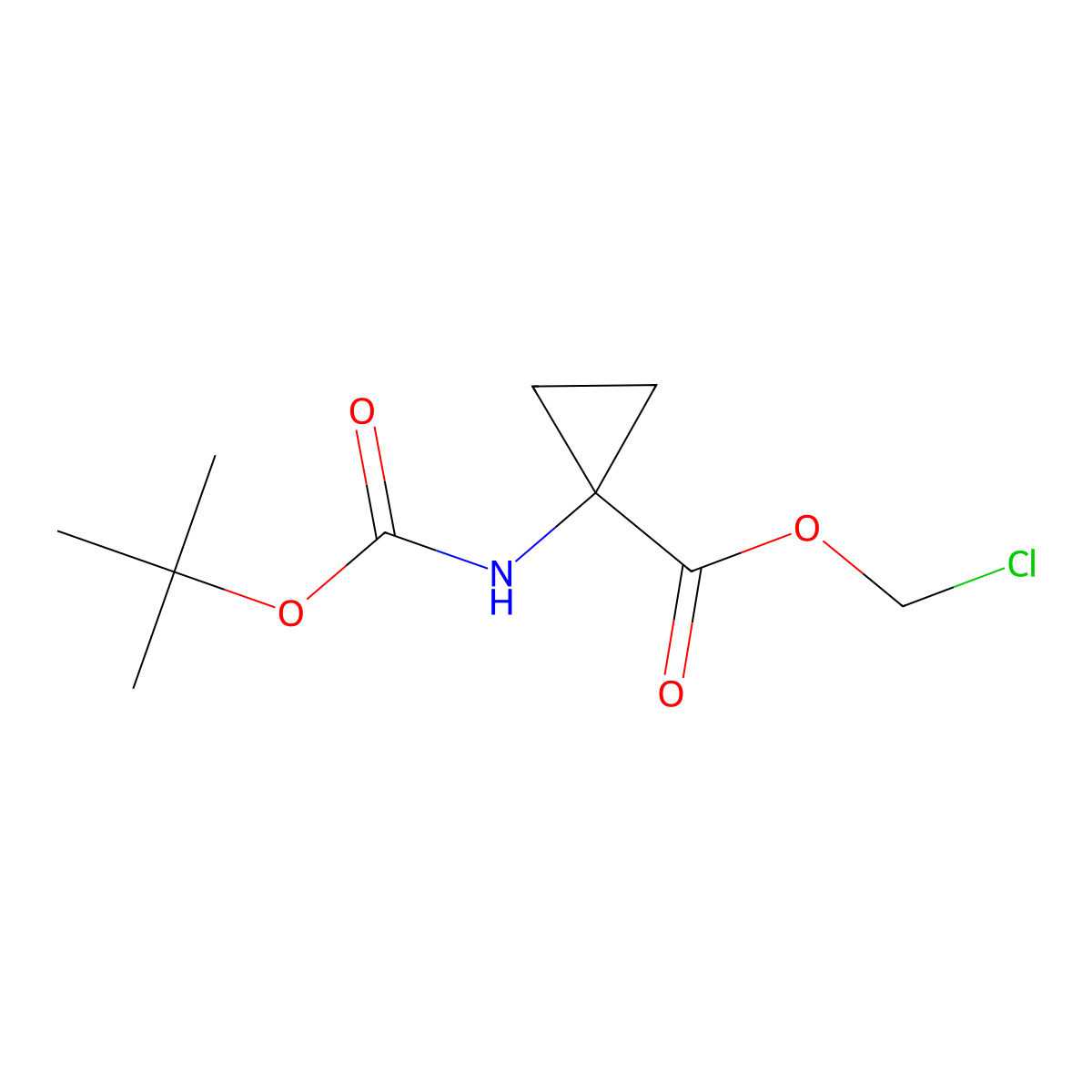 Chloromethyl 1-{[(tert-butoxy)carbonyl]amino}cyclopropane-1-carboxylate molecular structure, CAS 1581704-70-2