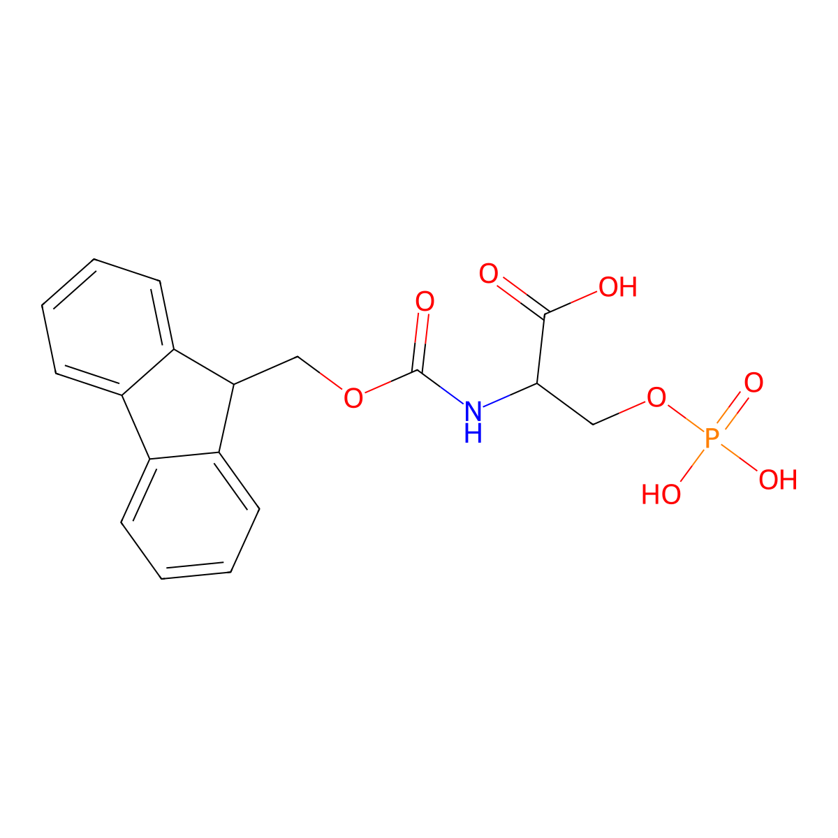 N-((9H-Fluoren-9-ylmethoxy)carbonyl)-O-phosphono-L-serine molecular structure, CAS 158171-15-4