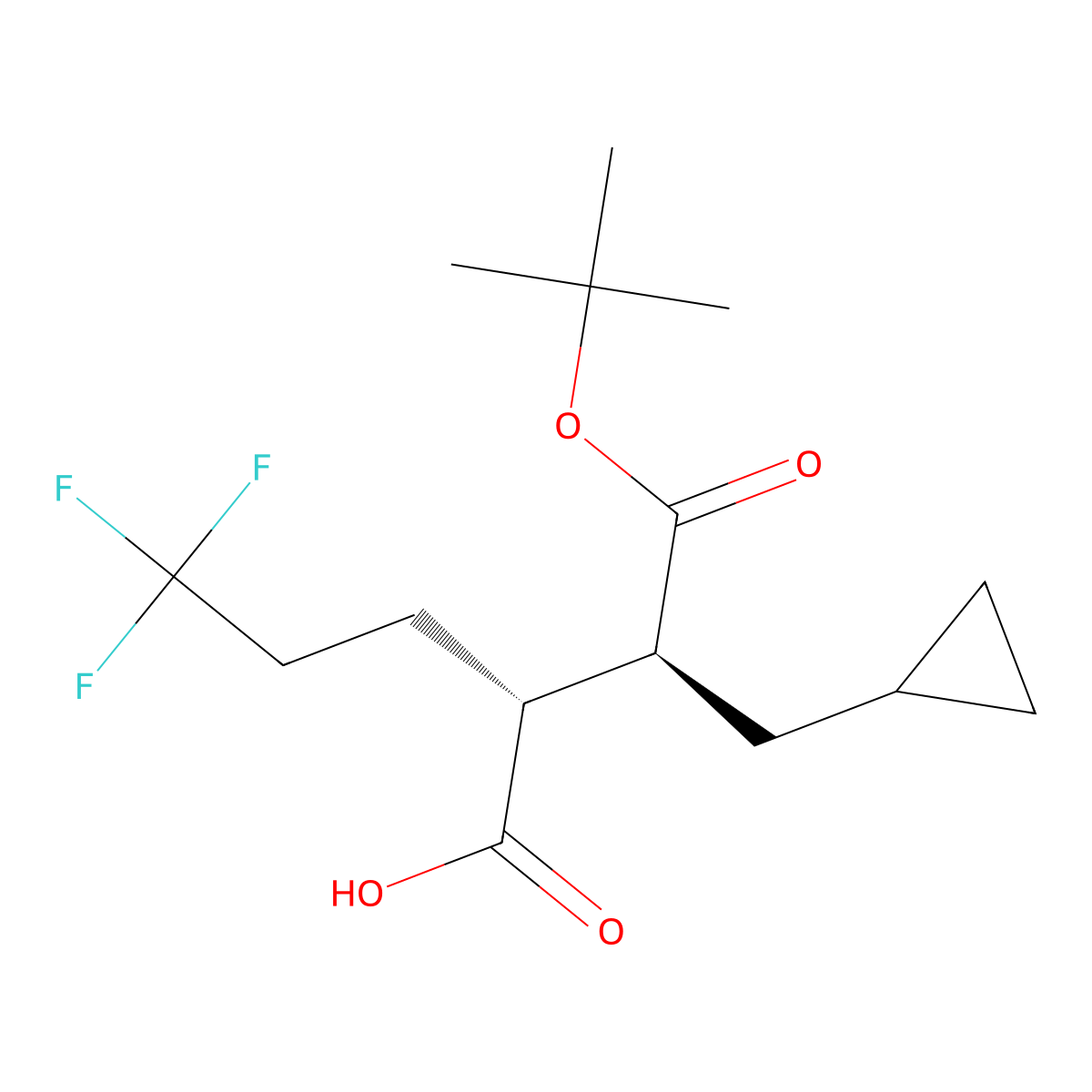 (R)-2-((S)-1-(tert-butoxy)-3-cyclopropyl-1-oxopropan-2-yl)-5,5,5-trifluoropentanoic acid molecular structure, CAS 1581735-04-7