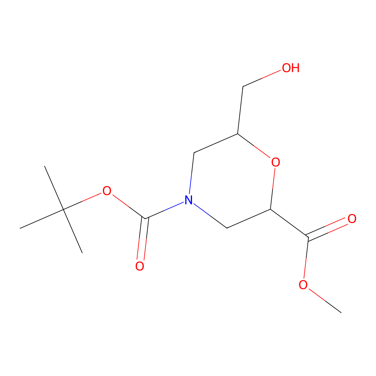 4-(Tert-butyl) 2-methyl (2S,6R)-6-(hydroxymethyl)morpholine-2,4-dicarboxylate molecular structure, CAS 1581750-91-5