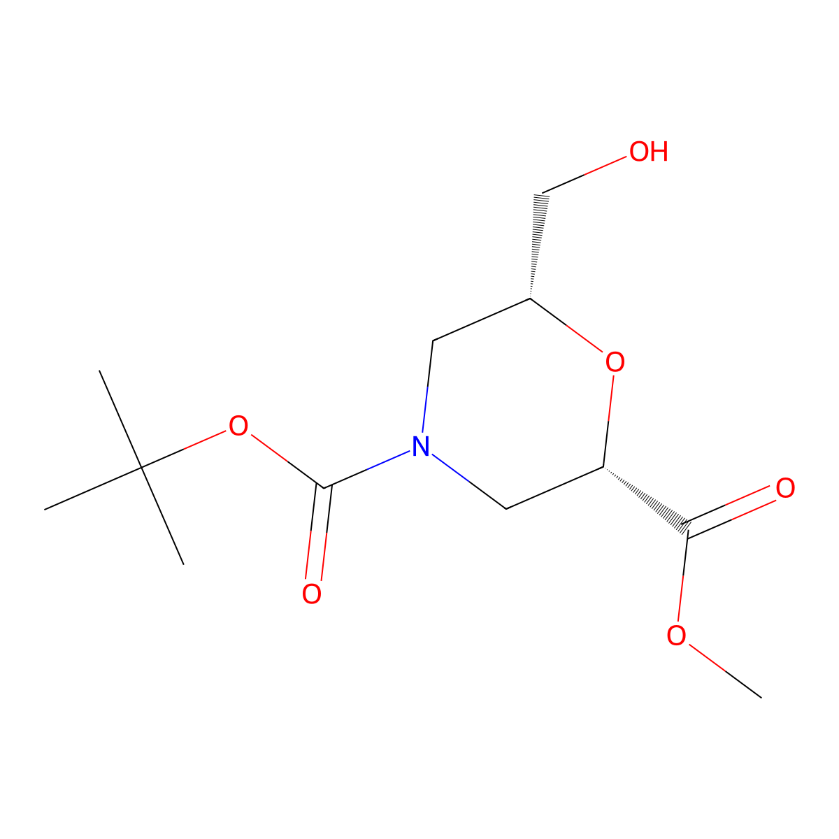 4-(Tert-butyl) 2-methyl (2S,6R)-6-(hydroxymethyl)morpholine-2,4-dicarboxylate molecular structure, CAS 1581750-91-5