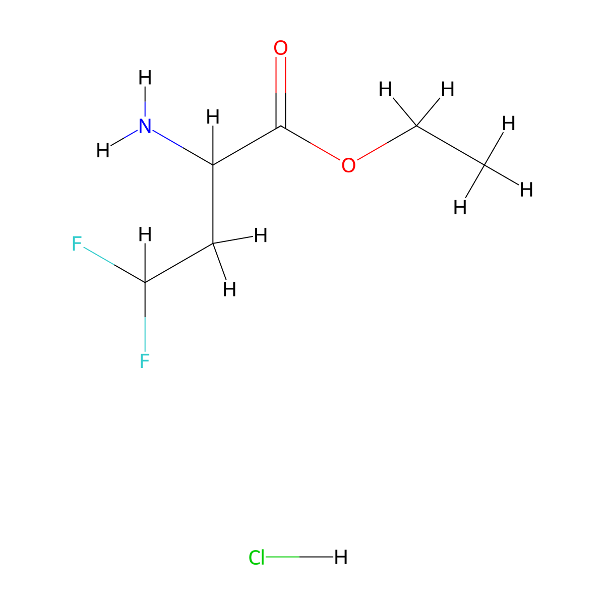 Ethyl 2-amino-4,4-difluorobutanoate hydrochloride molecular structure, CAS 1581751-15-6