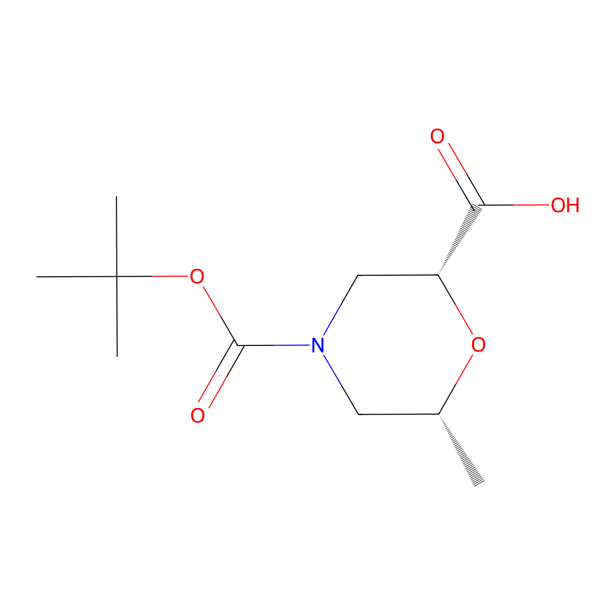 rac-(2R,6R)-4-((tert-butoxy)carbonyl)-6-methylmorpholine-2-carboxylic acid molecular structure, CAS 1581752-93-3