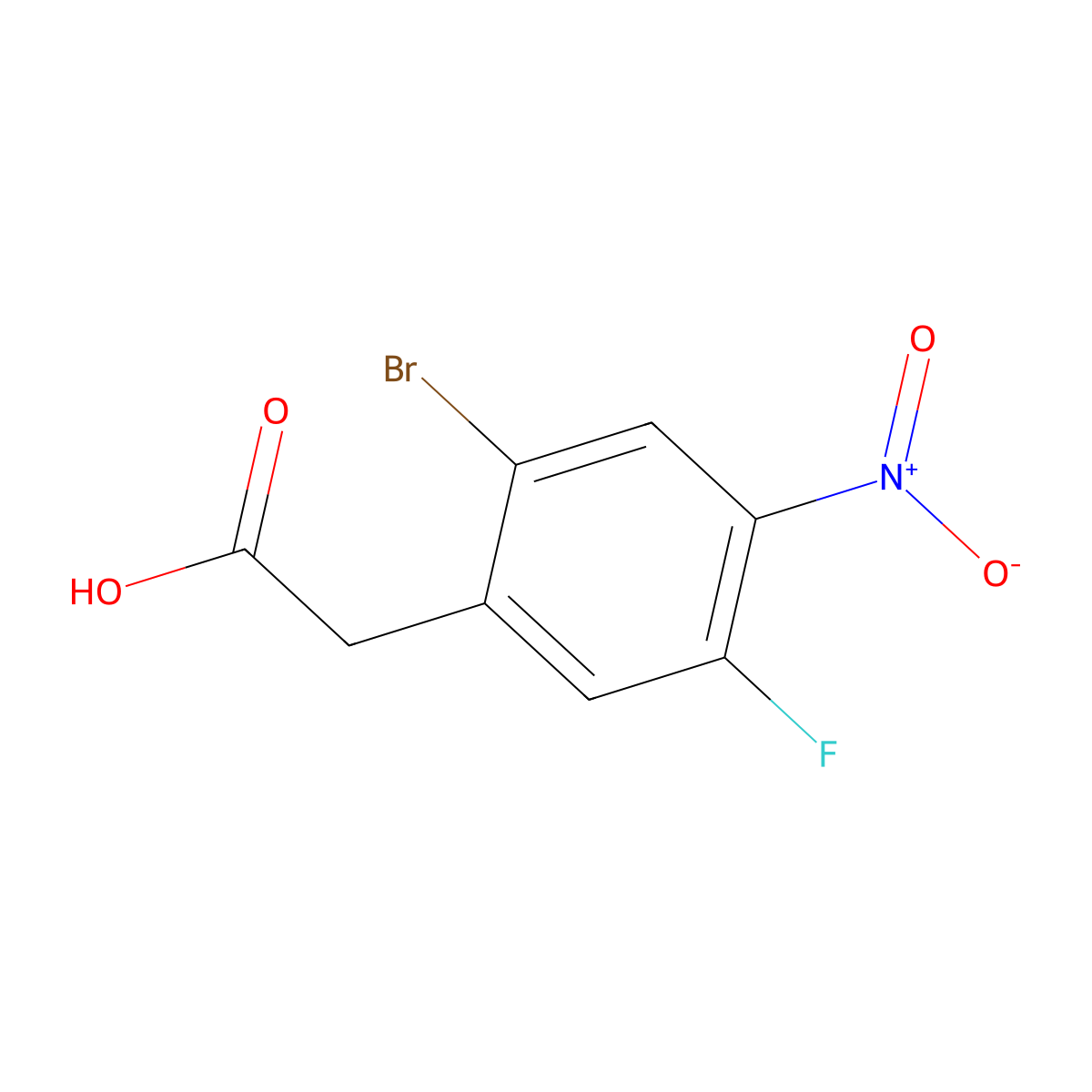 (2-Bromo-5-fluoro-4-nitrophenyl)acetic acid molecular structure, CAS 1581753-72-1