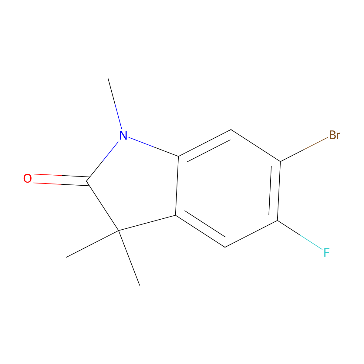 6-Bromo-5-fluoro-1,3,3-trimethyl-2,3-dihydro-1H-indol-2-one molecular structure, CAS 1581753-73-2