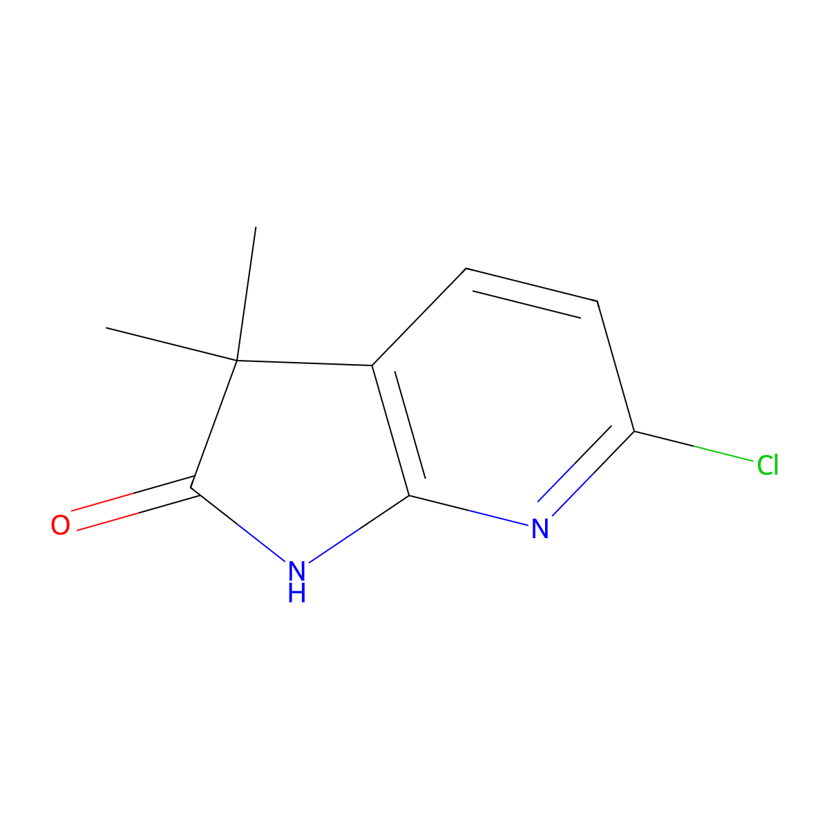 6-chloro-3,3-dimethyl-1H-pyrrolo[2,3-b]pyridin-2(3H)-one molecular structure, CAS 1581754-84-8